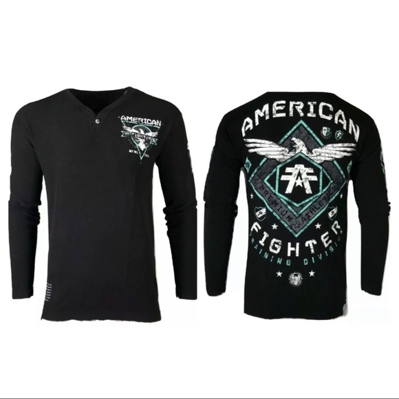 AMERICAN FIGHTER Mens T-Shirt ABRAHAM L/S HENELY - Picture 2 of 8